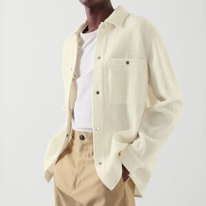 COS Ivory Oversized Wool Shirt in Small